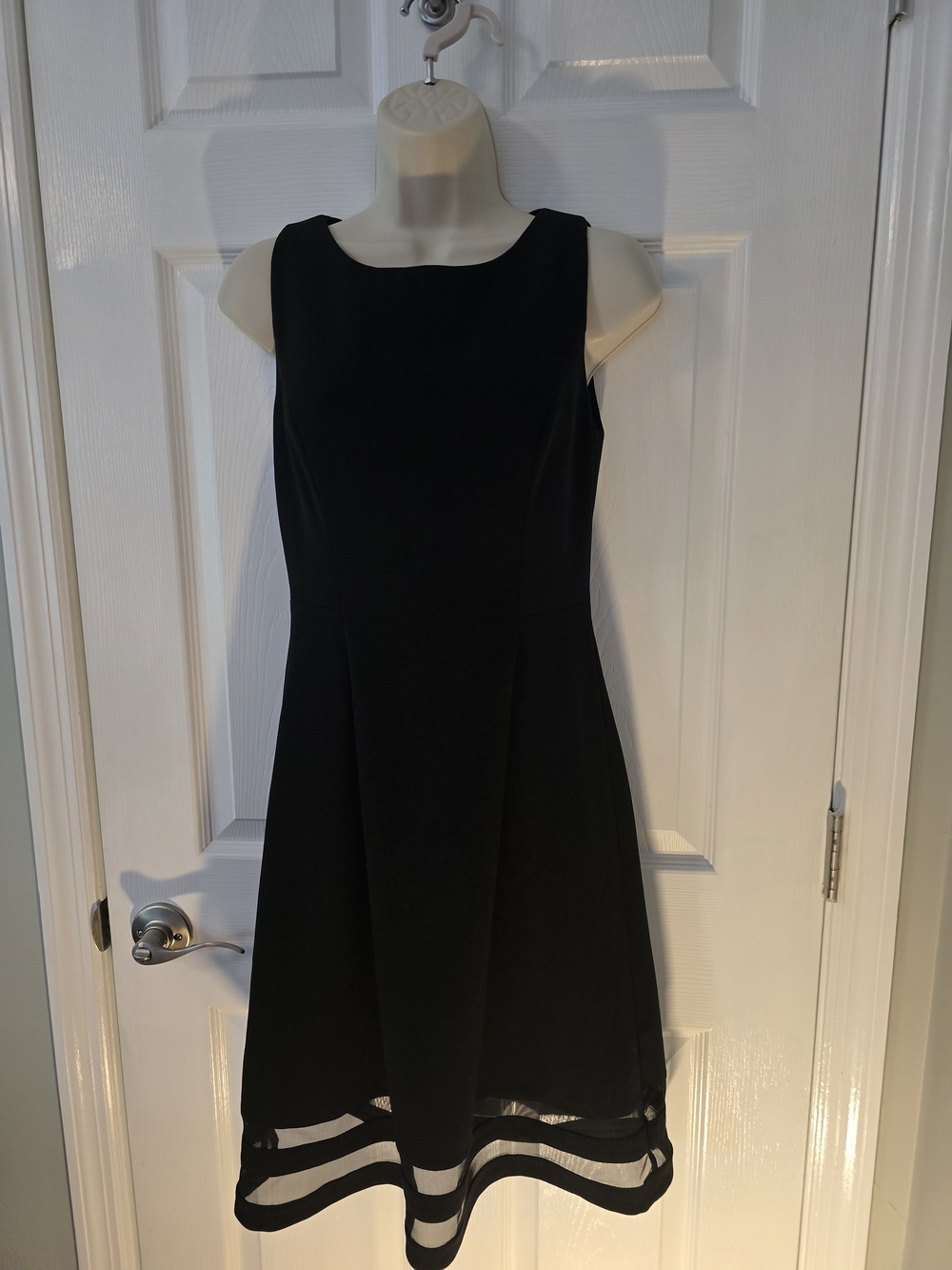 Tommy Hilfiger Black Sleeveless Fit-and-Flare Dress with Sheer Hem